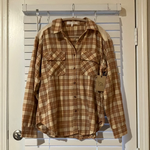 Eden & Olivia Tops - $10 Thanksgiving Sale! Flannel Lace Button Down